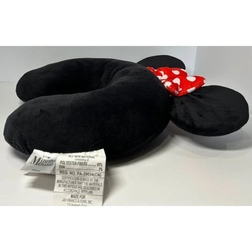 Disney Minnie Mouse Travel Neck Pillow Black Red‎ Polka Dot Bow Kids